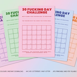 Color Pack of Aggressive 30 Day Challenge, Goal Setting, Goodnotes, Progress Tracker, Bad Habit Forming, Printable Fillable Digital Download