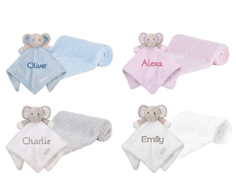 Personalised Embroidered Baby Comforter + waffle Blanket New Baby Gift Set for Babies
