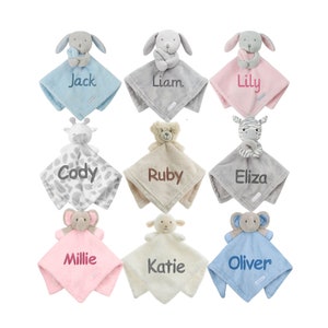 Personalised Baby Comforter Blankie / Blanket Gift - Quality Gift soft Toy Elephant / Bunny
