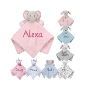 Personalised Baby Comforter Blankie / Blanket Gift - Quality Gift soft Toy Elephant / Unicorn Baby Shower