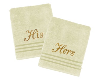 Personalised His & Hers Wedding  Bath Towel Set (5 colour options) Anniversary Gift 100% Egyptian Cotton