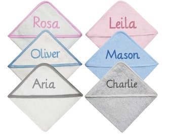Personalised Embroidered Baby Hooded Towel baby Perfect Christening Gift ANY NAME!