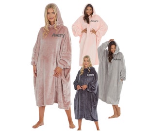 Personalised Oversized Hoodie Blanket Ultra Soft Fleece Warm Cosy Wearable Hooded Giant Sweatshirt Throw for Girls Boys Adults Big Pocket