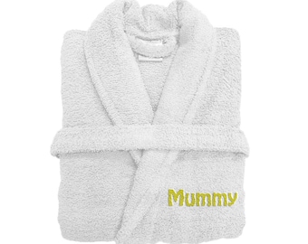 Personalised Womens Toweling Robe 100% Egyptian Cotton Bathrobe Bath Robe Mothers day Birthday Gift