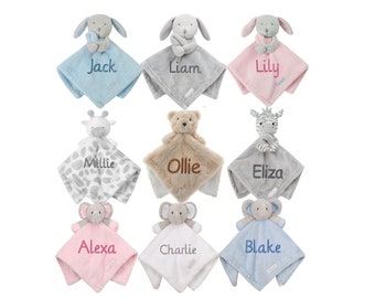 Personalised Baby Comforter Blankie / Blanket Gift - Quality Gift soft Toy Elephant / Bunny