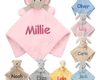 Personalised Baby Comforter Blankie / Blanket Gift - Quality Gift soft Toy Elephant / Unicorn Baby Shower