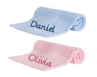 Personalised Baby Summer Blanket Cellular Blanket Personalised Baby Boy/Girl Gift Set Baby Shower