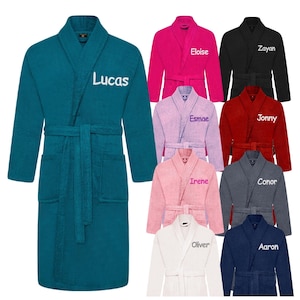 Personalised Embroidered Toweling Robe 500 GSM 100% Cotton Bathrobe Bath Robe Gift Unisex