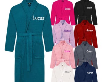 Personalised Embroidered Toweling Robe 500 GSM 100% Cotton Bathrobe Bath Robe Gift Unisex