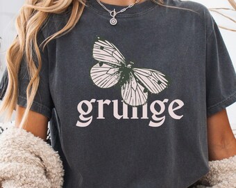 Grunge Butterfly Shirt, Edgy Aesthetic Tee for Women, Vintage Graphic T-Shirt, Soft Alt Grunge Top, 90s Butterfly Tee, Dark Academia Tee