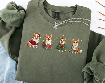 Christmas Corgi Sweatshirt, Dog Mom Dog Dad Holiday Sweater, Funny Pet Parent Pullover, Winter Corgi Lover Gift, Festive Xmas Corgi Mom Gift