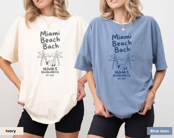 Personalized Bachelorette Shirt, Custom Miami Bridal Party Tee, Matching Miami Girls Weekend Group T-Shirts, Matching Miami Beach Bach Trip