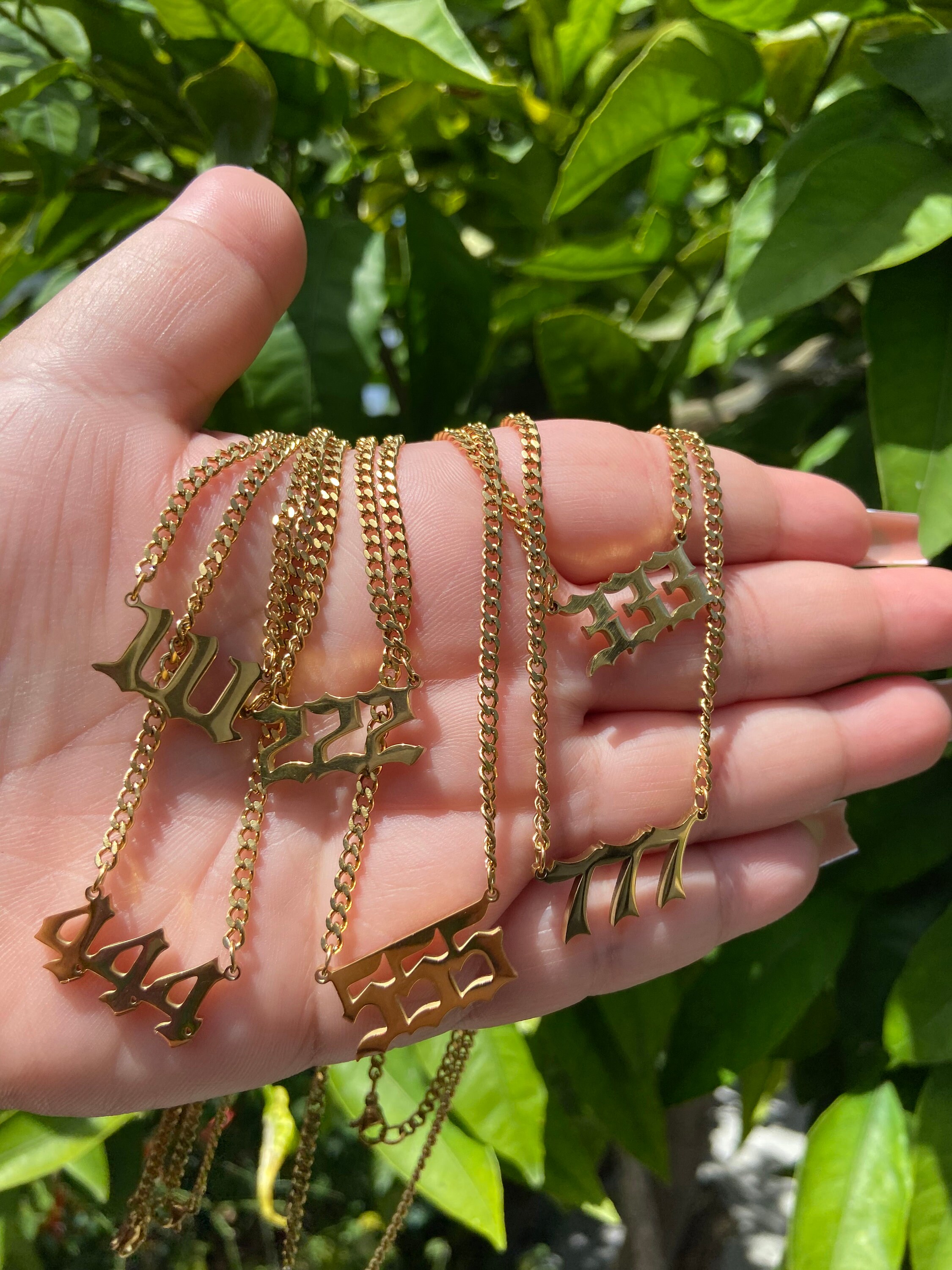 18k Gold Plated Angel Number Cuban Link Necklace Angel Number