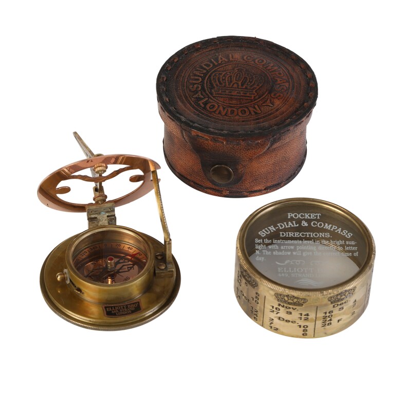 Compass NAVIGATIONAL Instrument - Marine Sundial Compass With Leather ...