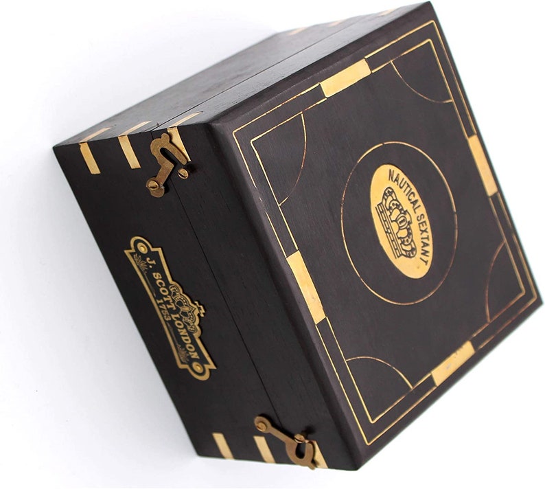 Astrolabe Brass Sextant Inbuild Compass With Hardwood Box. Nautical ...
