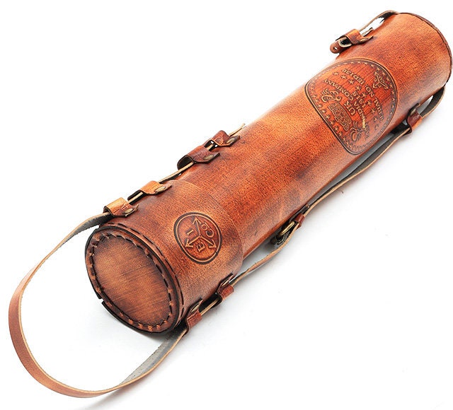 Cannocchiale Telescopico In Ottone Replica East India Company 1818, Lunghezza 43cm/81cm, Ingrandimento 20x, Con Custodia In Pelle Fatta A Mano