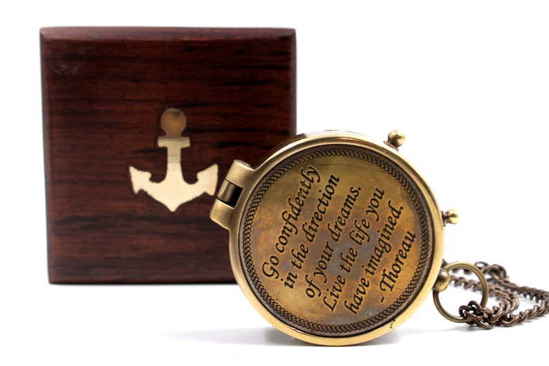 Thoreaus Go Confidently Quote Engraved Brass Compass Nigeria | Ubuy 3 thumbnail image