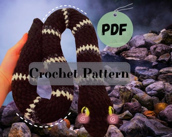 Gehaakt slangenpatroon | Digitale pdf-download amigurumipatroon | Knuffelslang