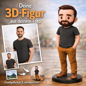 Personalized 3D figure from your photo – Chibi style | Unique gift | Mini-me figure | 3D print | Paintable or colored