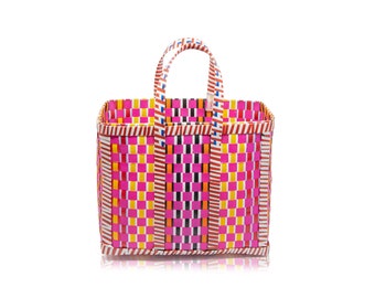 Panier du marché en suif mingalaba - couleurs Lucky Dip, panier d'achat durable et respectueux de l'environnement