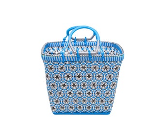 Mingalaba Belongil Market Basket - Rocket Blue and Silver