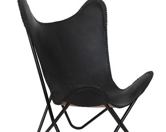 Corium Artifex Handcrafted Chair- Timeless Leather Butterfly Chair - Sleek and Comfortable Accent Seating Velentine Gift