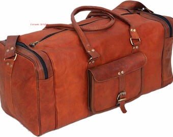 Corium Artifex Leather Duffle Bag, Travel Overnight Weekend Bag, Gym Duffle Bag, Water Resistant Leather Bag. (27) Velentine Gift