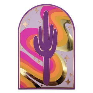 Sunset Rainbow Wave Cactus DlY Greeting Card Instant Digital Download - SVG, PNG, JPEG, Studio3 for Cricut Silhouette Cut File