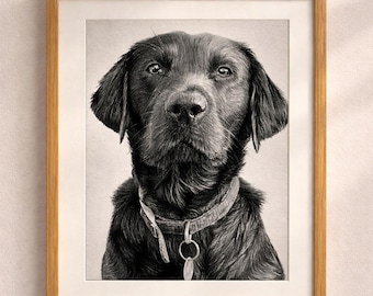 Hundeportrait vom Foto, handgezeichnetes Holzkohle-Hundeportrait, personalisiertes Haustier-Gedenkgeschenk