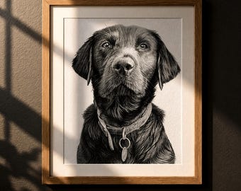 Dog Memorial Portrait from Photo, Custom Hand Drawn Charcoal Dog Portrait, Personalized Pet Memorial Gift