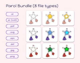 Parols SVG Bundle of 9 with Raster and Vector Layers for Engraving, Cutting, Printing, and More (7 Formats)