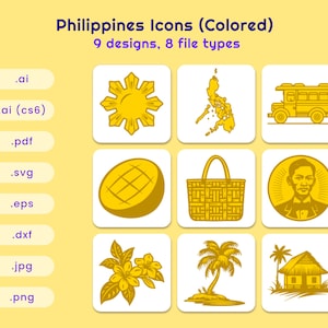 Philippines Icons (Colored), Bundle of 9, 8 File Formats, Digital Vector | SVG PNG and more
