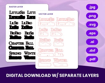 Greek Connected Words, Raster and Vector Layers for Engraving and Cutting, SVG +8 Formats