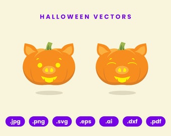 Halloween Digital Vector Pumpkin Lechon Pig SVG