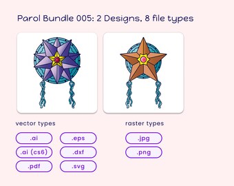 Parols 005 SVG Bundle of 2 Designs with Raster and Vector Layers for Engraving, Cutting, Printing, and More (8 Formats)