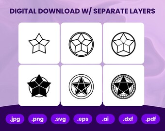 Monochrome Parols SVG Bundle of 6 with Raster and Vector Layers for Engraving, Cutting, Printing, and More (7 Formats)