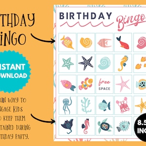 Printable Birthday Bingo Cards, Fun Party Board Game for Kids, Happy Birthday Activities, Unique Gift for Children, Instant Download PDF