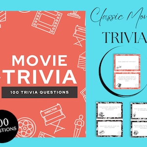 Classic Movies Trivia Cards Set, Trivia Game Printable, Trivia Night, Question Party Game for Adults, Film Buff Gift, Instant Download PDF