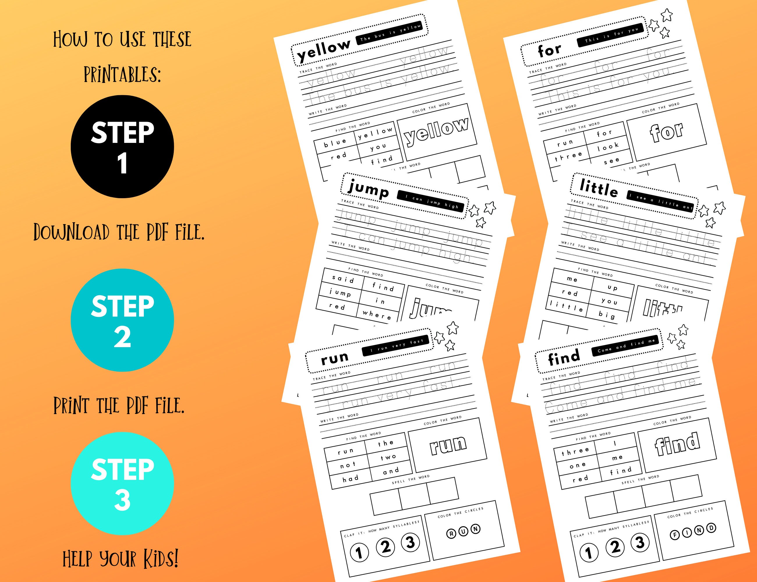 Printable Dolch Sight Word Worksheets for Pre-k &amp; Kindergarten ...
