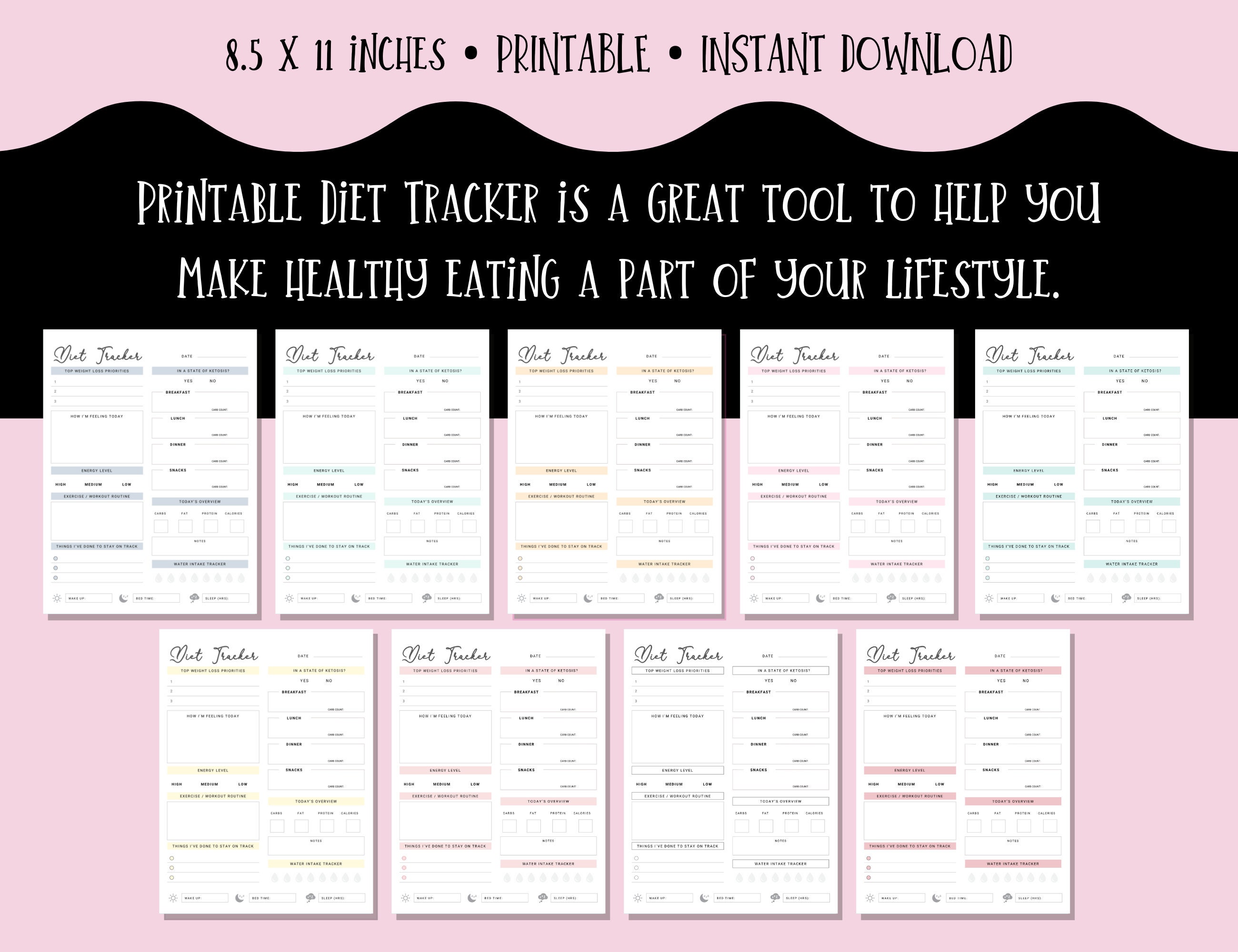 Printable Diet Tracker Printable Diet Tracker Template Food - Etsy Portugal