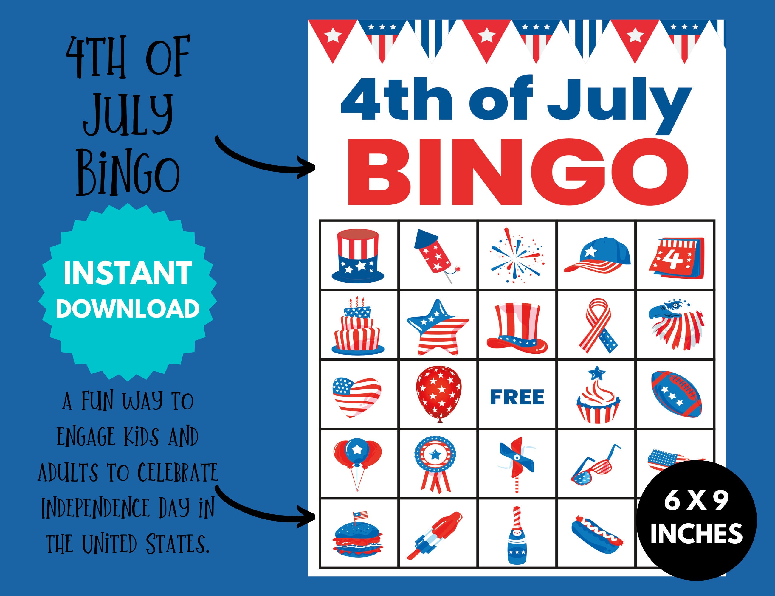 4th of July Bingo Cards, Printable Patriotic Party Game, Fun ...