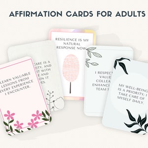 Tarjetas de afirmación de bienestar financiero para adultos: paquete de 50 tarjetas, imprimibles 5x7, descarga instantánea de PDF y JPG