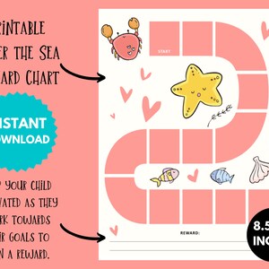 Gráfico de recompensas bajo el mar para niños, gráfico de comportamiento oceánico imprimible, gráfico de tareas diarias para niños, gráfico de pegatinas de rutina digital, lindo regalo