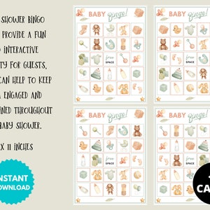 Baby Shower Bingo Printable, Baby Bingo Printable, Baby Shower Gift ...