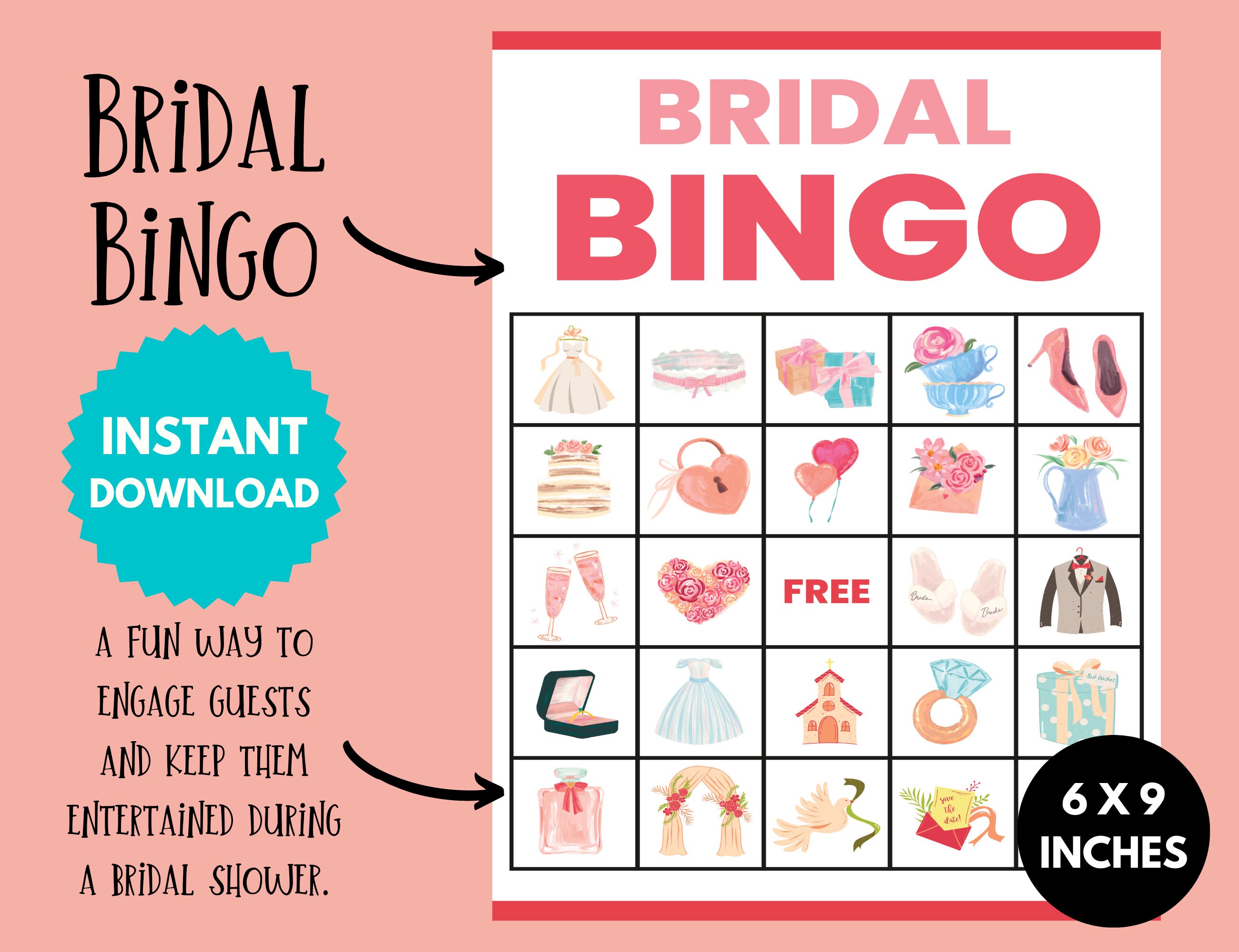 Printable Bridal Shower Bingo Cards, Bridal Hen Party, Bachelorette Party Game, Wedding ...