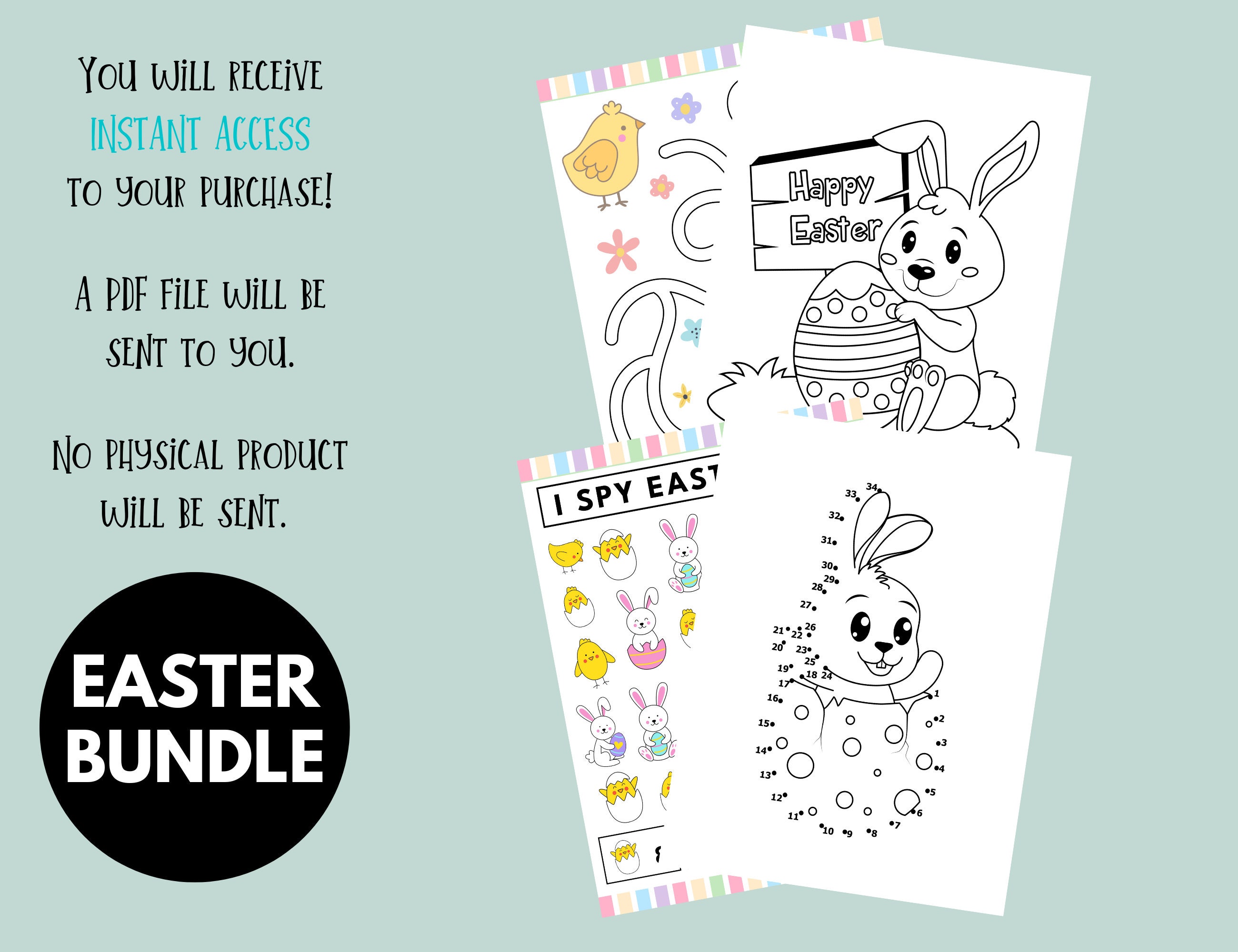 Easter Activities for Kids Printable Pack, Worksheet Bundle, Easter ...