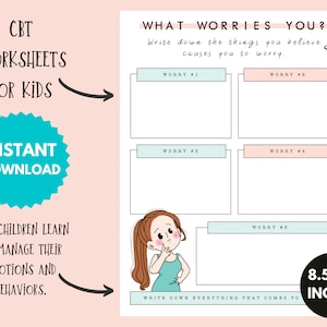 CBT Worksheets For Kids Bundle, Mental Health Printable Cbt Activity For Children, Anxiety Relief, Cbt Therapy Tools & Resources, CBT Gift