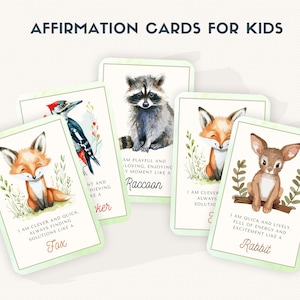 Woodland Animals Affirmation Cards | Positive Affirmation Cards For Kids | Printable Cards | Encouragement Cards | Motivational Flash Cards