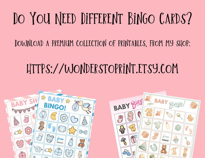 Baby Shower Bingo Printable, Baby Girl Bingo Printable, Baby Shower ...