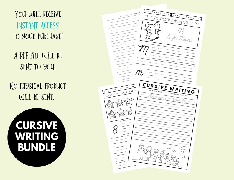 Cursive Handwriting Worksheets for Kids, Printable Cursive Writing ...